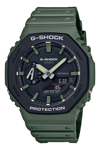 Relógio Casio G-shock Ga-2110su-3adr Carbon Core Guard Cor Da Correia Verde-militar Cor Do Bisel Preto Cor Do Fundo Preto