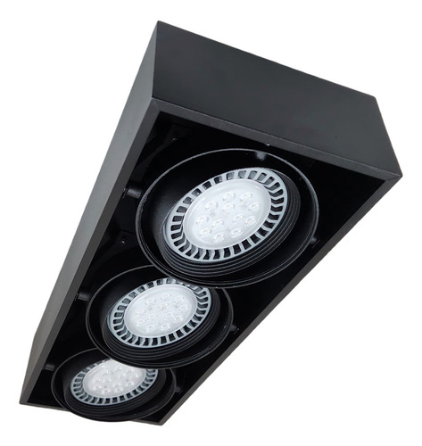 Aplique Plafón Cardanico Atri 3 Luces Ar111 Gu10 Aluminio Estructura Negro Con Luz Cálida