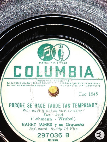 Pasta Harry James Orquesta Columbia A C109