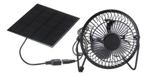 Ventilador Usb Metalico Portatil 10cm + Panel Solar Usb 3w