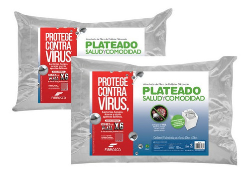 Almohadas Plateado Antivirus Lavable (pack 2)