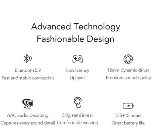Imagen 6 de 9 de Auriculares Inalámbrico Haylou Gt6 Bluetooth 5.2 In-ea