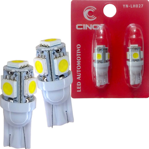 Par De Lâmpada Pingão Led Super Branco 5 Leds 12v