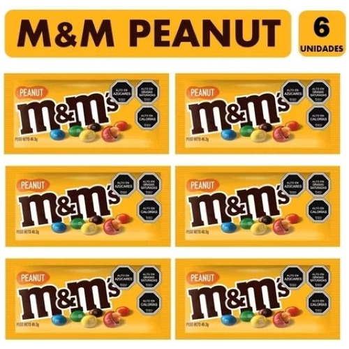 M&m Chocolate Con Leche Y Maní 49g  X 6 Unidades