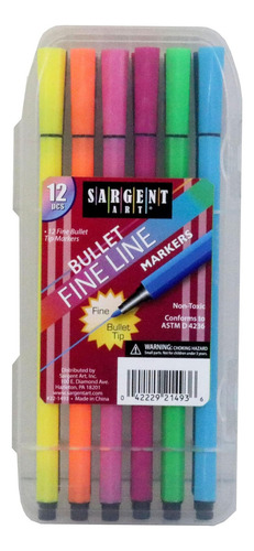 Marcadores Líneas Finas Sargent Art Bullet, Paquete 12