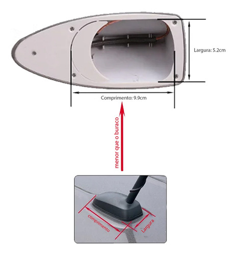 Antena Shark Tubarão Vw Gol G2 G3 G4 G5 G6 G7 G8 G9 fox up
