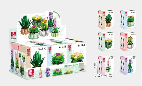 Pack De 6 Cactus Y Suculentas, Flores Bloques Para Armar. 
