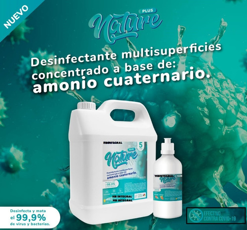 Imagen 2 de 2 de Limpiador Desinfectante Amonio Cuaternario 1:1 Calidad X5l