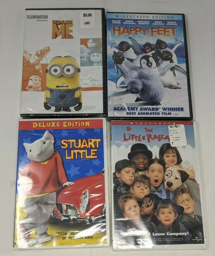 Lot Of 4 Children's Movies - Stuart Little/despicable Me Ccq