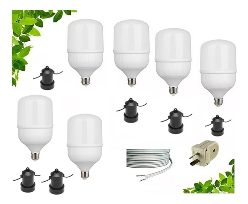 Kit Cultivo Indoor Luces Led 270w E27 Crecimiento Y Flora X6