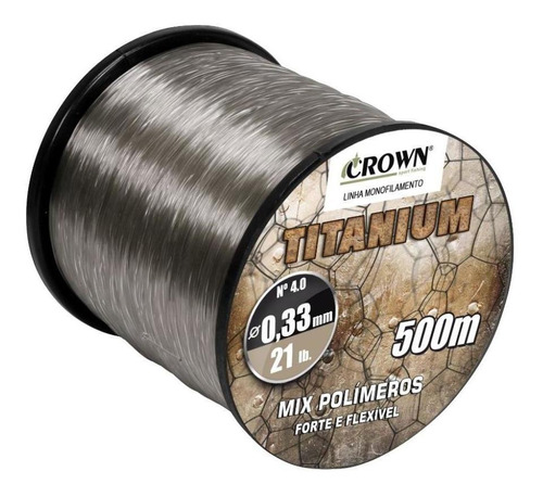 Linha Monofilamento Crown Titanium 0,40mm 30lbs 500m Cor Marrom