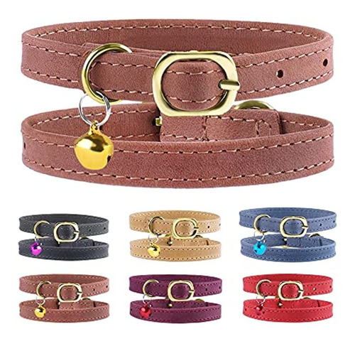 Murom Cat Collar Ajustable Suave Cuero Genuino Pet Collares