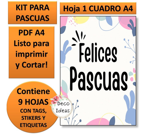Imagen 2 de 6 de Kit Imprimible 06 Felices Pascuas Para Emprendedores A Color