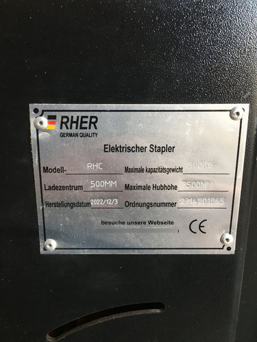 Apilador Full Eléctrico Caminando Marca Rher Base Ancha (Usado)