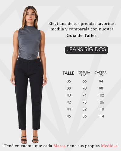 Jeans Mom Fit Rigido Clásico Mujer Tiro Medio Calce Perfecto
