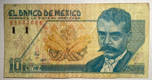 10 Nuevos Pesos Zapata 1992 Familia C Condicion Vf !