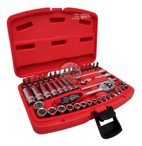 Juego Maleta 48 Piezas 1/4 Dados Llaves Tooltech No Stanley