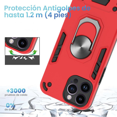 Funda Para Samsung Galaxy Antigolpes Con Anillo Magnético Rojo Samsung A21s