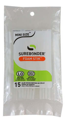 Surebonder Mini Barra Pegamento Espuma Baja Temperatura 15