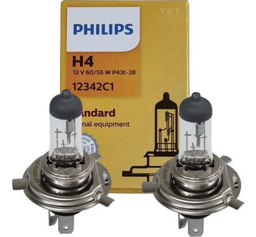 Imagem 1 de 10 de Par Lampada Philips Halogena H4 12v 60w/55w Standard 12342c1