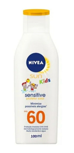 Imagem 2 de 2 de Kit Protetor Solar Nívea Kids Sensitive Fps60 100ml Cada
