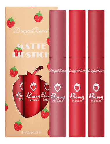 Set De 3 Strawberry Glaze Lipstick Glaze, Brillo Labial Anti