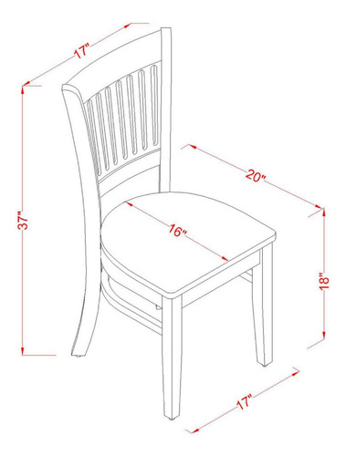 Sillas De Comedor De Madera Con Respaldo Listón Juego De 2 B