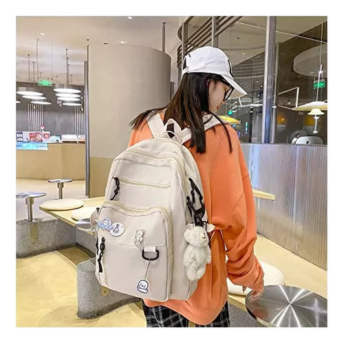 . Mochila Multifuncional De Estilo Coreano Con Doble Cremallera P Color Azul
