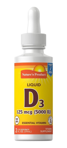 Vitamina D3 D-3 Liquida 5000 Iu 125 Mcg 59 Ml 118 Servicios