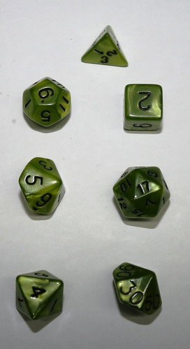 Conjunto De 7 Dados Rpg Marmorizado Verde