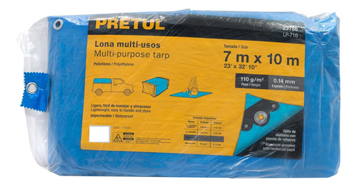 Lona Impermeable Protección Uv Pretul Azul 7 X 10 Mt Lp-710