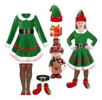 Comprar Disfraces De Elfo Navideño Para Mujer Infantil, Disfraces De Elfo Verde Cosplay + Muñecos Navideños