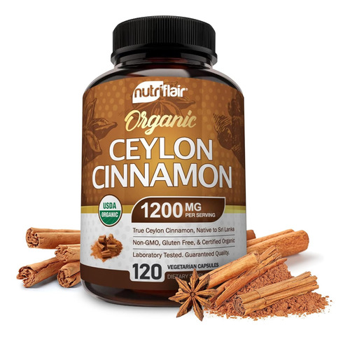 Canela Organica De Ceilan Nutriflair 1800 Mg 120 Capsulas