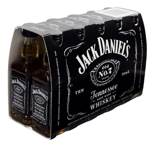 Jack Daniels N°7  Miniatura 50ml X10 Uds. (vidrio)