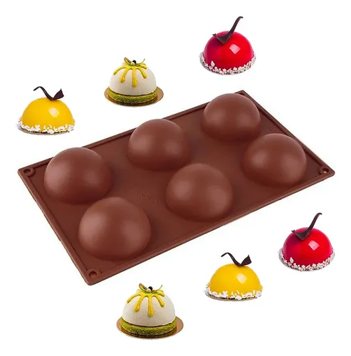 Forma Luna Meia Esfera Silicone Para Chocolate Doces Finos Cor Marrom