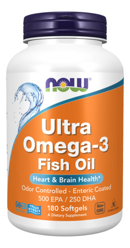 Ultra Ômega-3 500epa/250dha Now Brasil 180 Softgels Fish Oil Sabor Sem Sabor