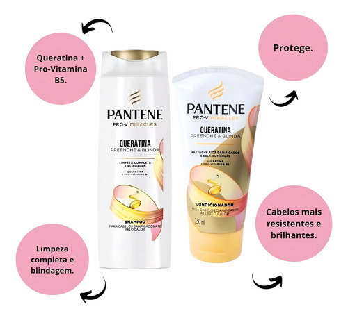 Kit Pantene Queratina Shampoo 300ml E Condicionador 150ml