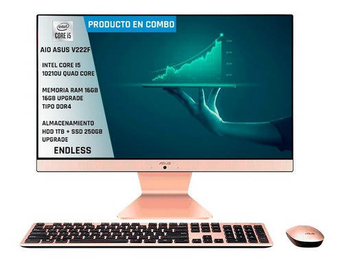 Aio Todo En Uno Asus Core I5 10210u 4gb+8gb - 1tb+250gb Fhd Color Negro 110V