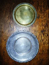 Comprar 2 Bandejas Chicas Plateada Y Bronce Buen Excelente Estado