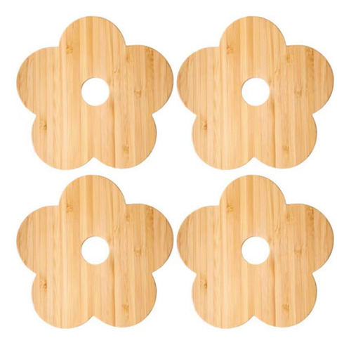 8 Posavasos Con Forma De Flor, Posavasos De Bambú Para