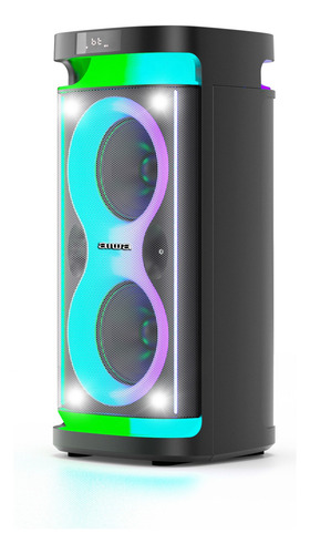 Alto-falante Bluetooth portátil Aiwa Karaoke Tws Led AW-PoH4D, cor preta
