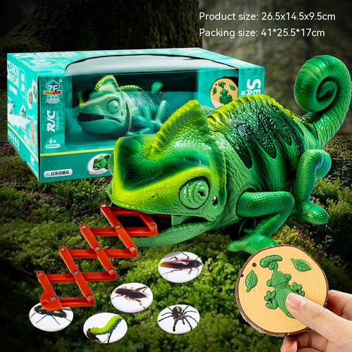 Camaleón Rc Cambia De Color Juguete Con Lengua Larga Verde Lima