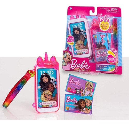 Juego Barbie Teléfono Con Sonido Funda Pulsera De Unicornio