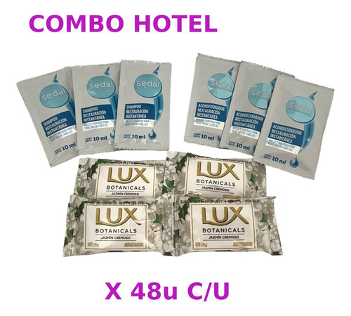 Combo Hotel Hotelero Sedal 48 Shampoo 48 Acond 48 Jabon Lux