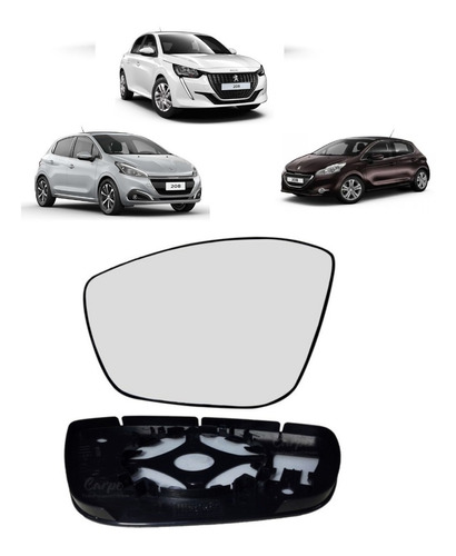 Espejo Vidrio Placa Con Base Peugeot 208 2013 Al 2023 C