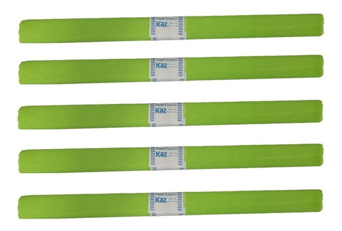 Kit Com 5 Folhas Papel Crepom Colorido Vmp 48cm X 2 Metros Cor Verde Folha
