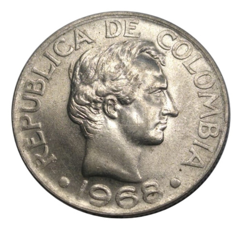 Moneda Colombia 50 Centavos 1968 Santander, Xf, 4