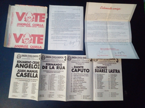Boleta Electoral 1989 Unión Cívica Radical C/ Carta Angeloz (Usado)