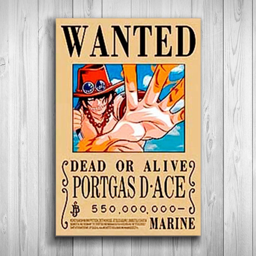 Cuadro 3d Wanted Portgas D.ace Sabo Monkey Luffy- One Piece