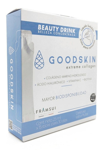 Suplemento en líquido Framingham Pharma Goodskin Goodskin proteínas sabor frutal en caja de 375mL